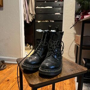 Dr. Martens Black Shiny Leather Boots